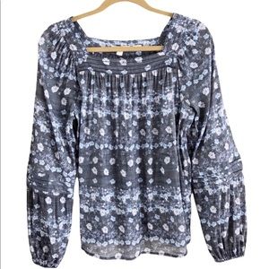 LC Lauren Conrad Blue Floral Top